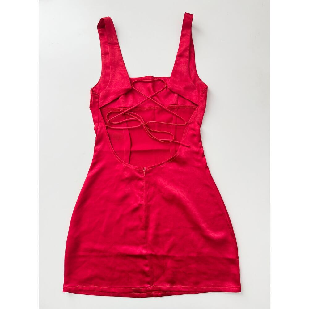Princess polly red satin squareneck mini dress - size 4 - Picture 3 of 6